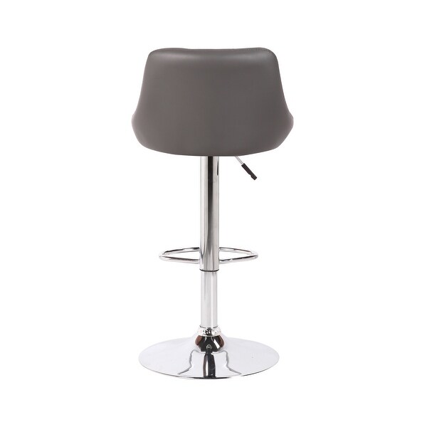 Porthos Home Rea Swivel Adjustable Height Bar Stool， PU Leather， Chrome Base