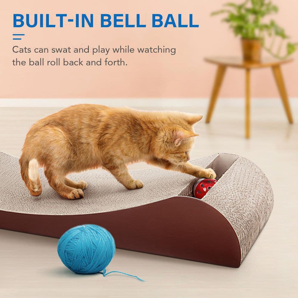 Tidoin Cat Scratcher Cardboard Lounge Bed with Bell Ball Toy DHS-YDW1-266