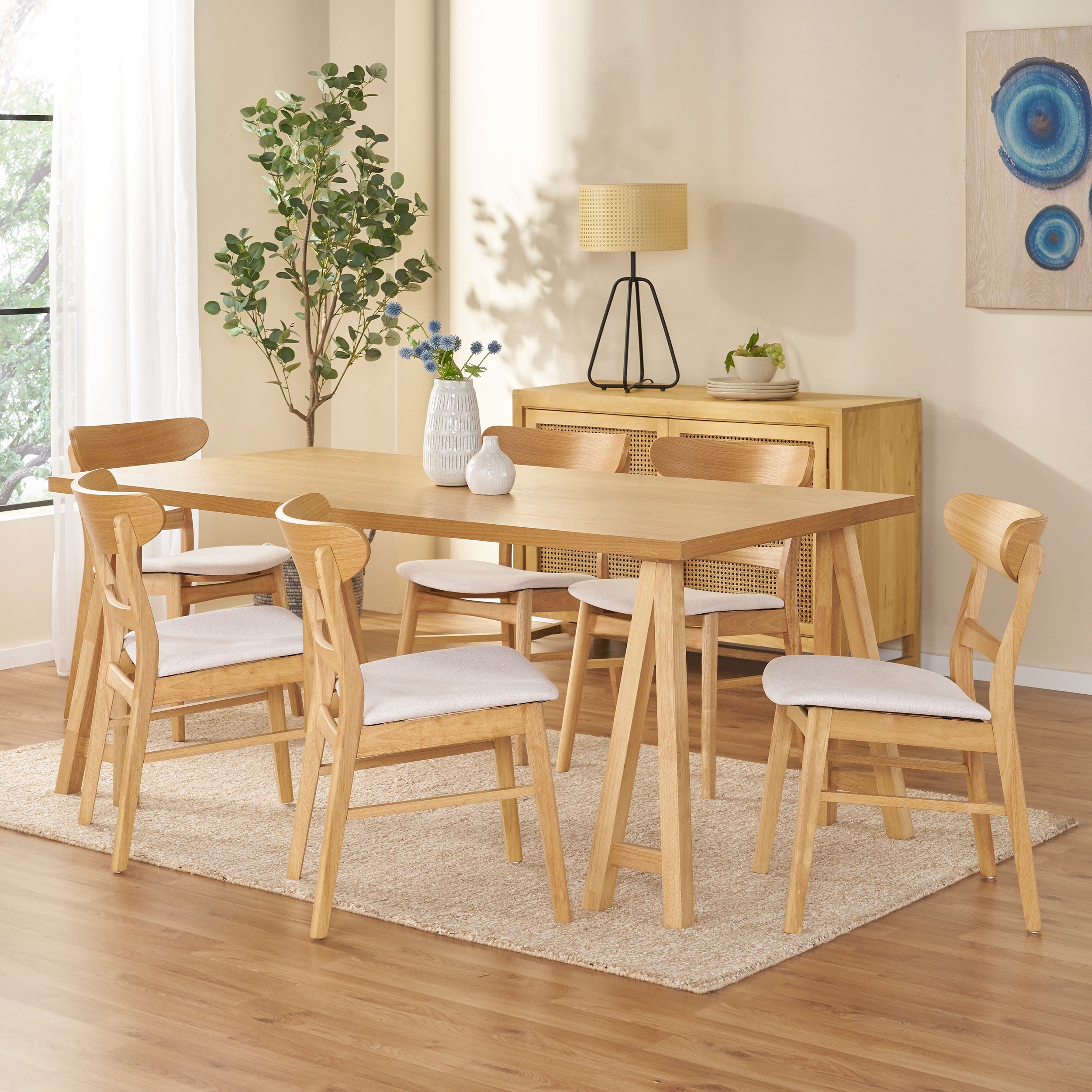 Randal Mid-Century Modern 7 Piece Dining Set