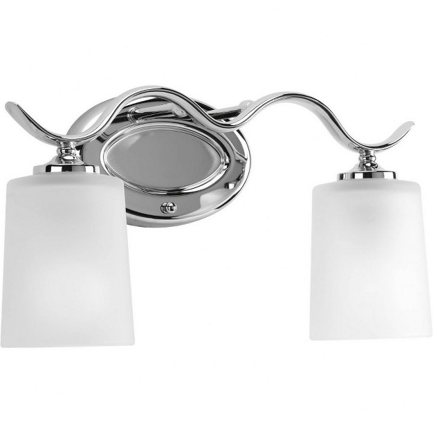 Progress Lighting Inspire Collection 2 light Wall Sconce Polished Chrome Etched Glass Shades