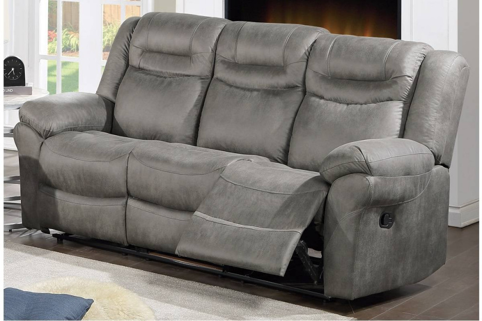 Odder Recliner Sofa Featuring Built in USB Charger  Slate Gray   Contemporary   Living Room Furniture Sets   by Hollywood Decor  Houzz