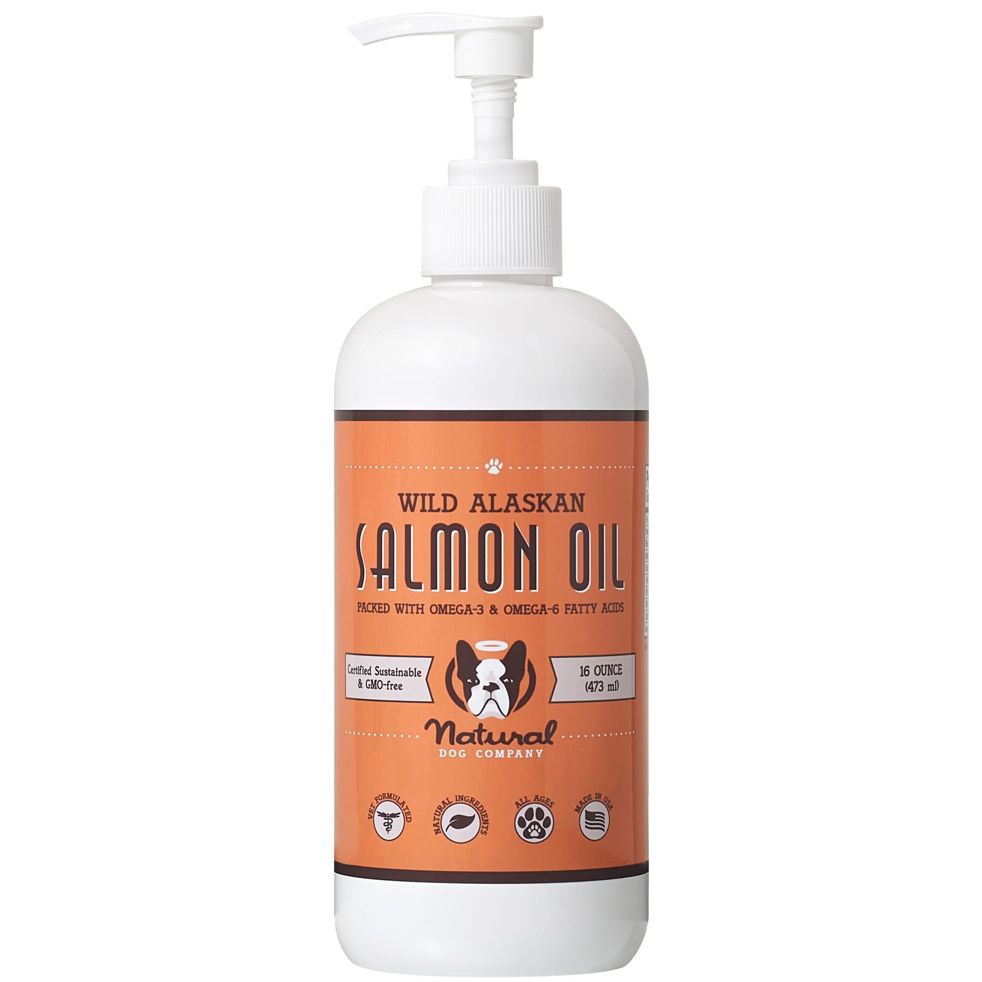 Natural Dog Company Wild Alaskan Salmon Oil for Dogs， 16 fl. oz.