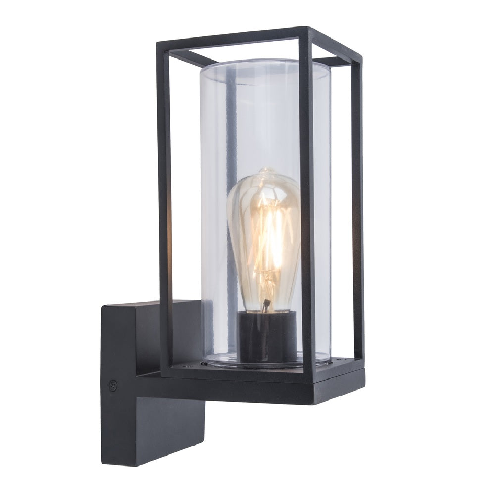 Lutec 5288801012 Flair Matt Black Outdoor Vintage Up Lantern Wall Light