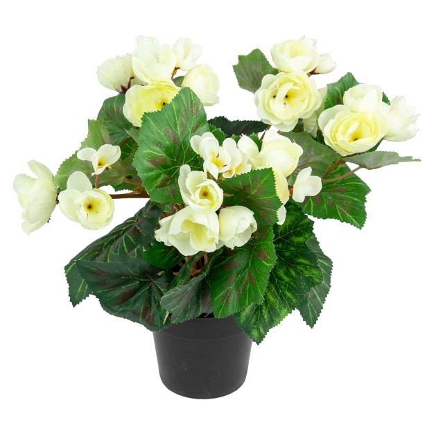 Cream Potted Silk Begonia Spring Artificial Floral Arrangement