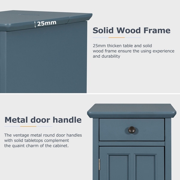 End Table with USB Ports and Multifunctional Drawer with Cup Holders