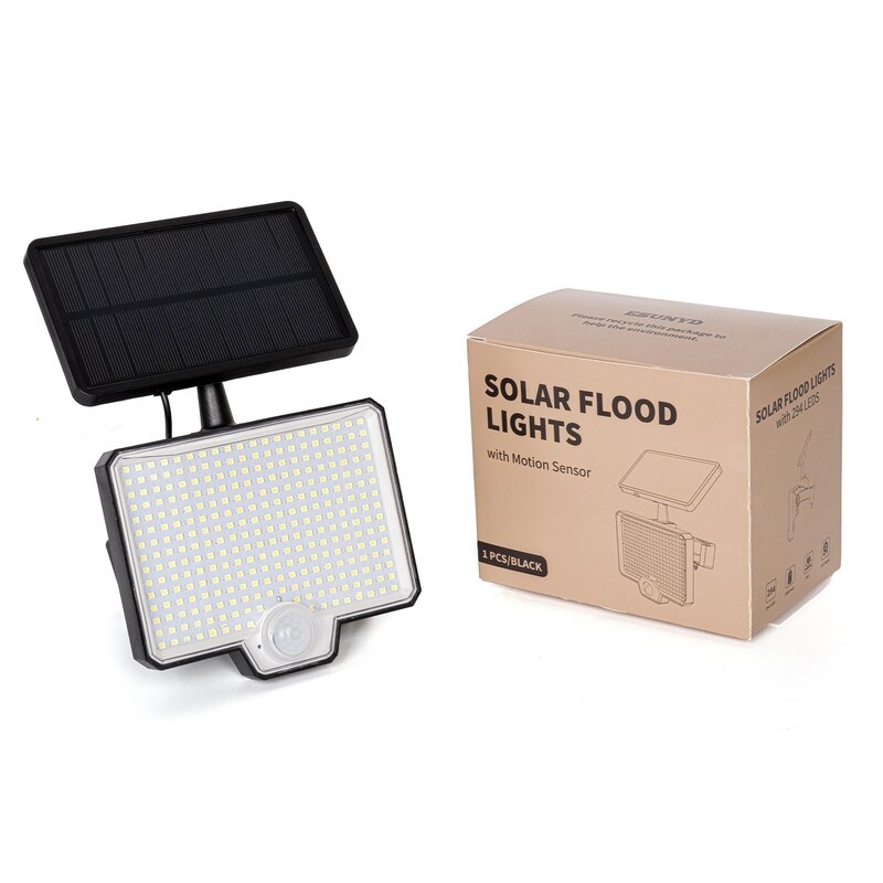 ESUNYD 294 LED 3 Modes Solar Motion Sensor 2600Lm Solar Flood Lights  IP67 Waterproof Security Spot Lights   2 Pack