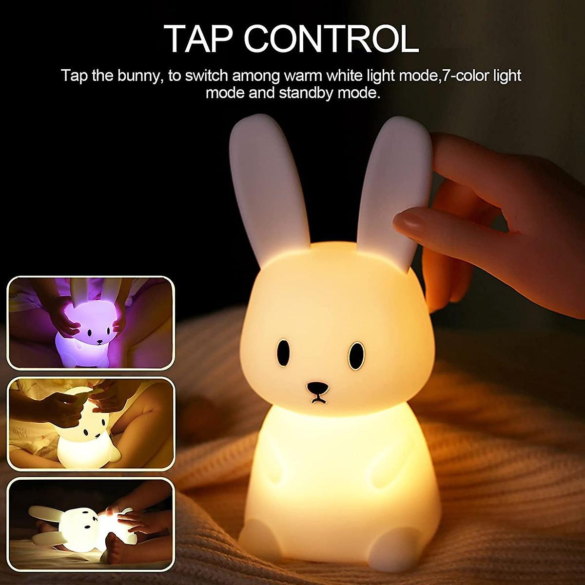 Night Lights For Kids Room Birthday Gifts Teen Night Lamp Rechargeable Toddler Baby Nightlight Portable Silicone Animal Kids Lamp (bunny)