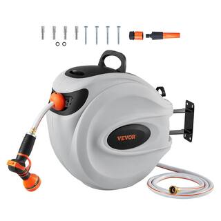 VEVOR Retractable Hose Reel 12 in. Dia x 115 ft. Garden Water Hose Reel with 9-Pattern Nozzle 180 Swivel Bracket KSSJGQHTSH115528WV0