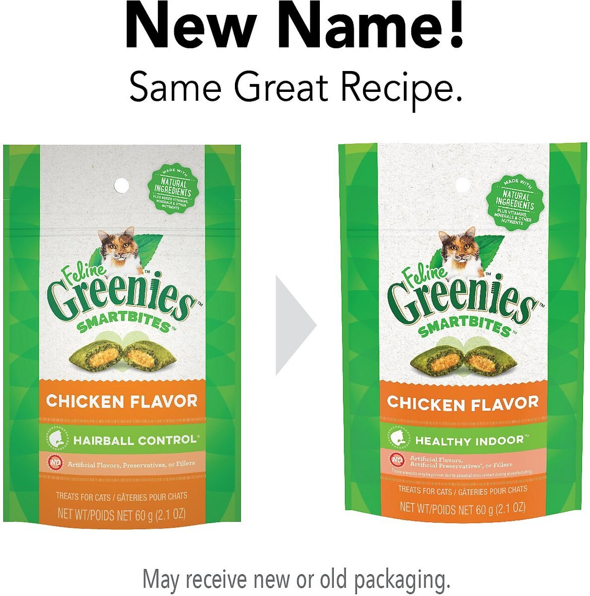 Greenies Feline SmartBites Healthy Indoor Natural Chicken Flavor Soft and Crunchy Adult Cat Treats