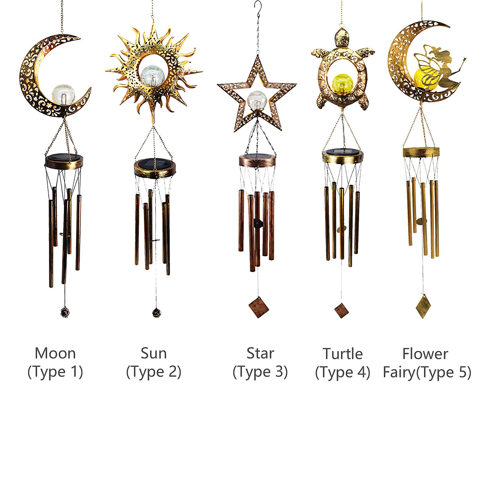 Led Solar Wind Chimes Outdoor Hanging Solar Wind Chimes Warm White Night Light Waterproof Cute Shaped Wind Chime For Garden Patio Yard With Hook