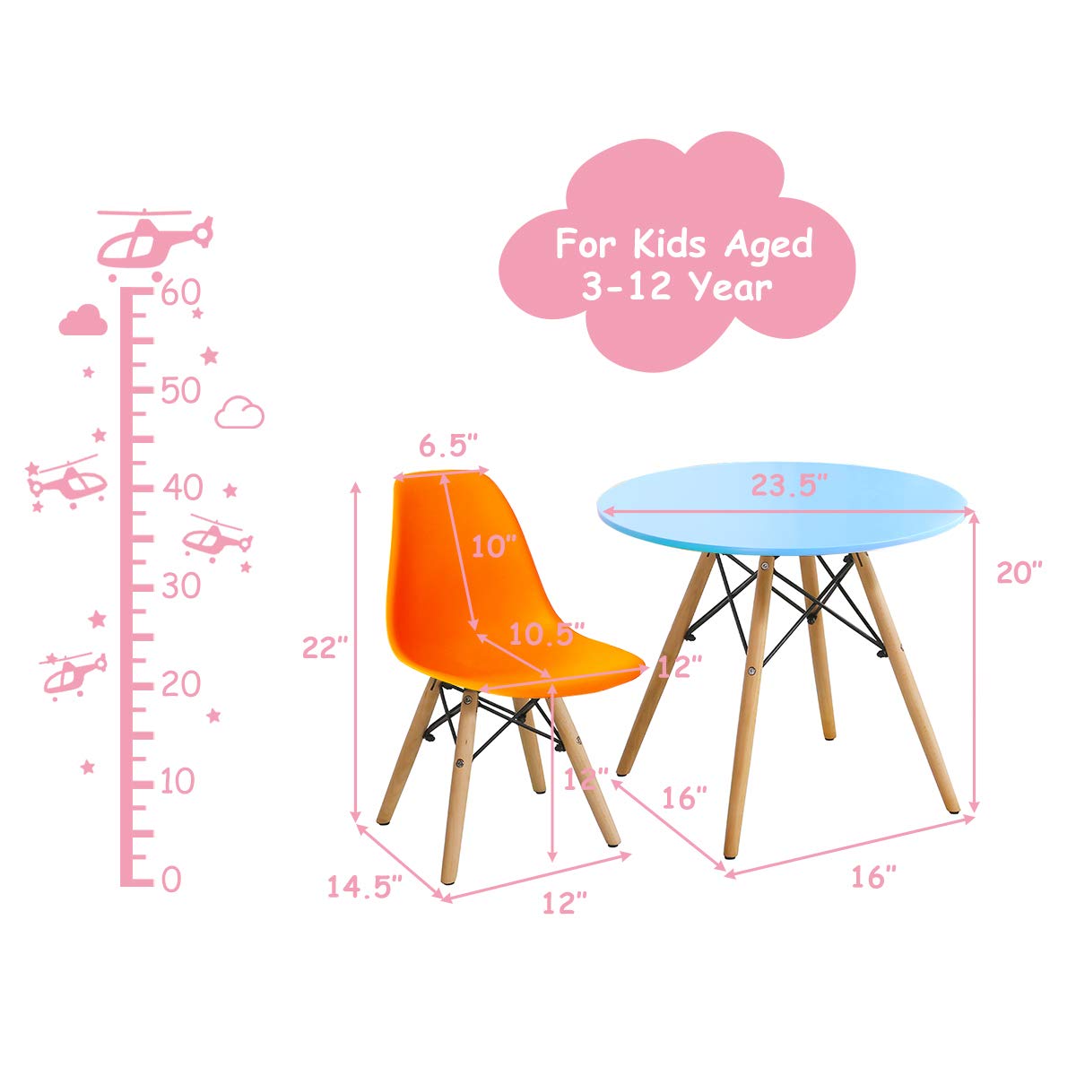 Kids Table and Chair Set (Colorful/White, Table & 2/ 4 Chairs)