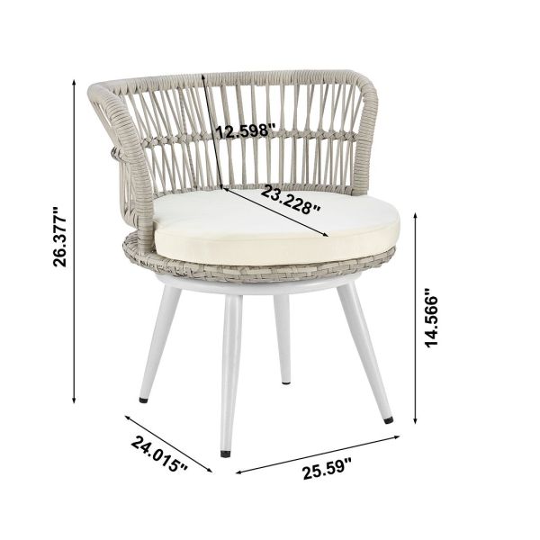 Monaco Patio 2- Person Seating Group with End Table with Cream Cushions