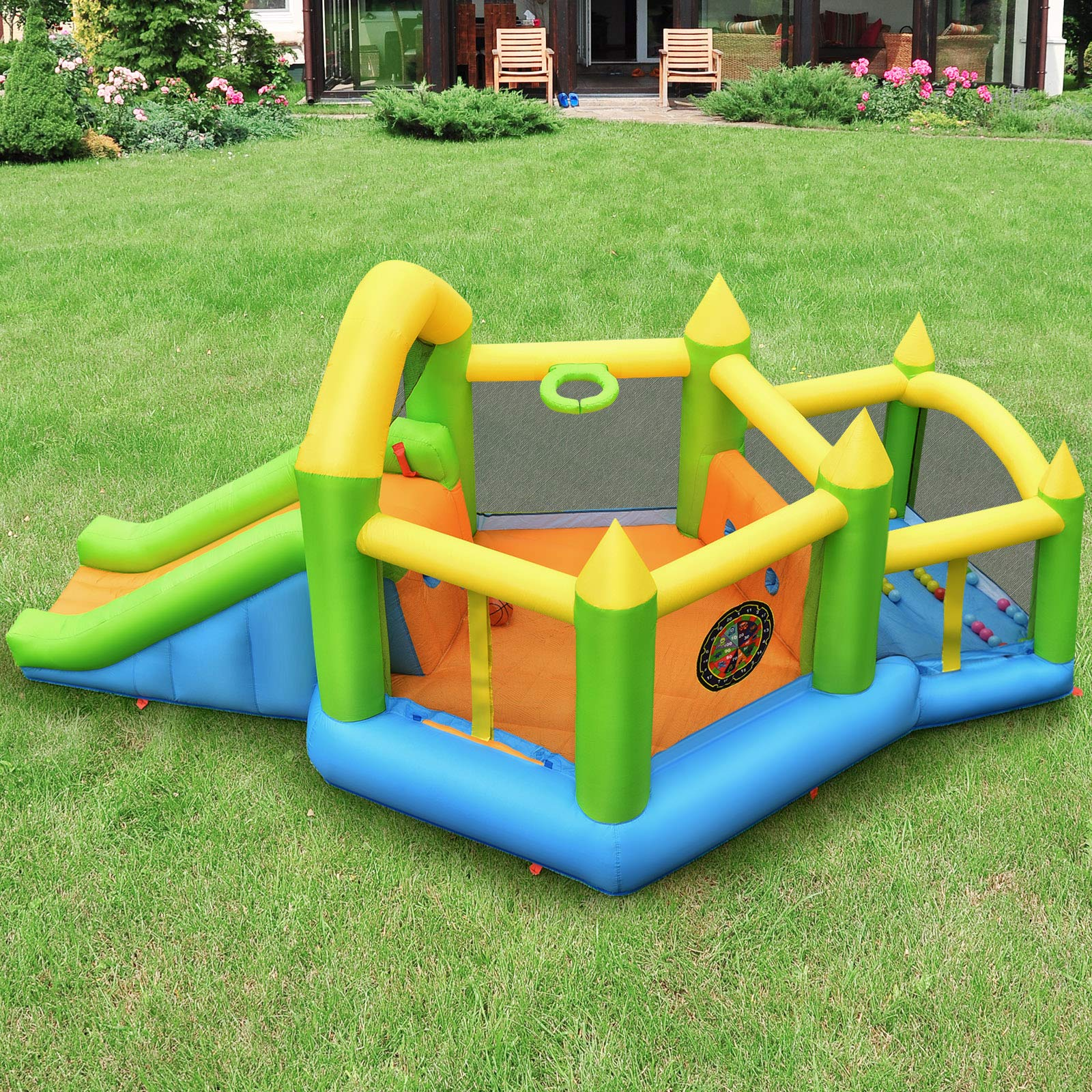 BOUNTECH Inflatable Bounce House, Kids Jump 'n Slide Bouncer w/ Long Slide