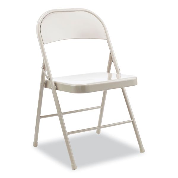 Alera Armless Steel Folding Chair， Supports Up to 275 lb， Taupe Seat， Taupe Back， Taupe Base， 4/Carton