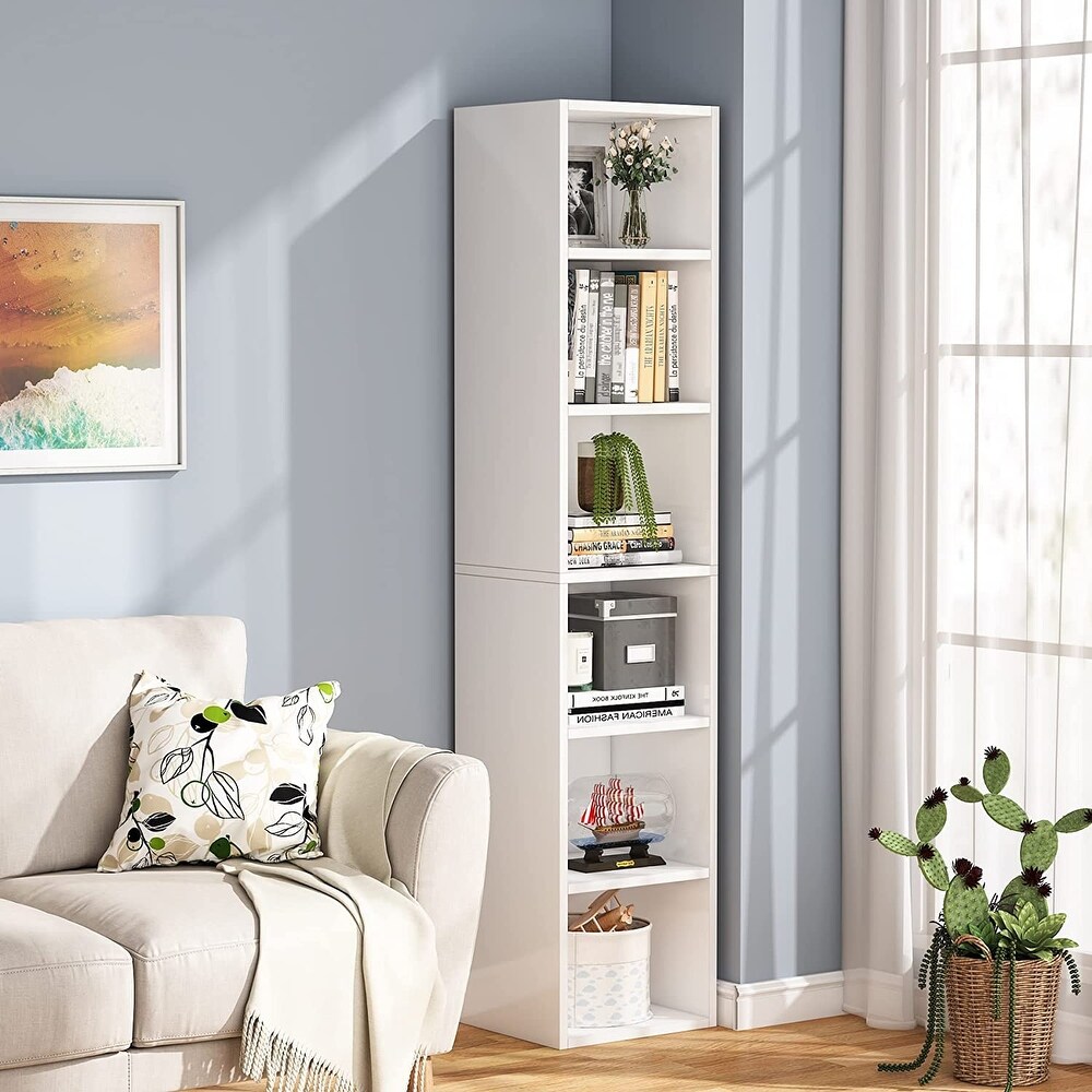 70.9 Inch Tall Narrow Bookcace  6 Tier Open Bookshelf