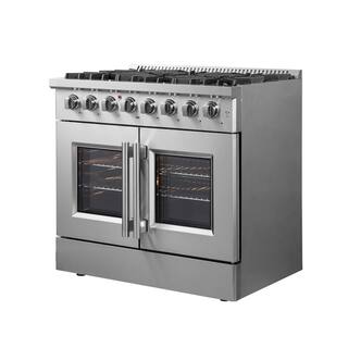 Forno Galiano 36 in. Freestanding French Door Double Oven Dual Fuel Range 6 Burners Stainless Steel FFSGS6356-36