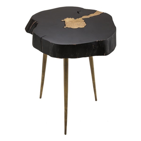 Timber Black and Brass Side Table