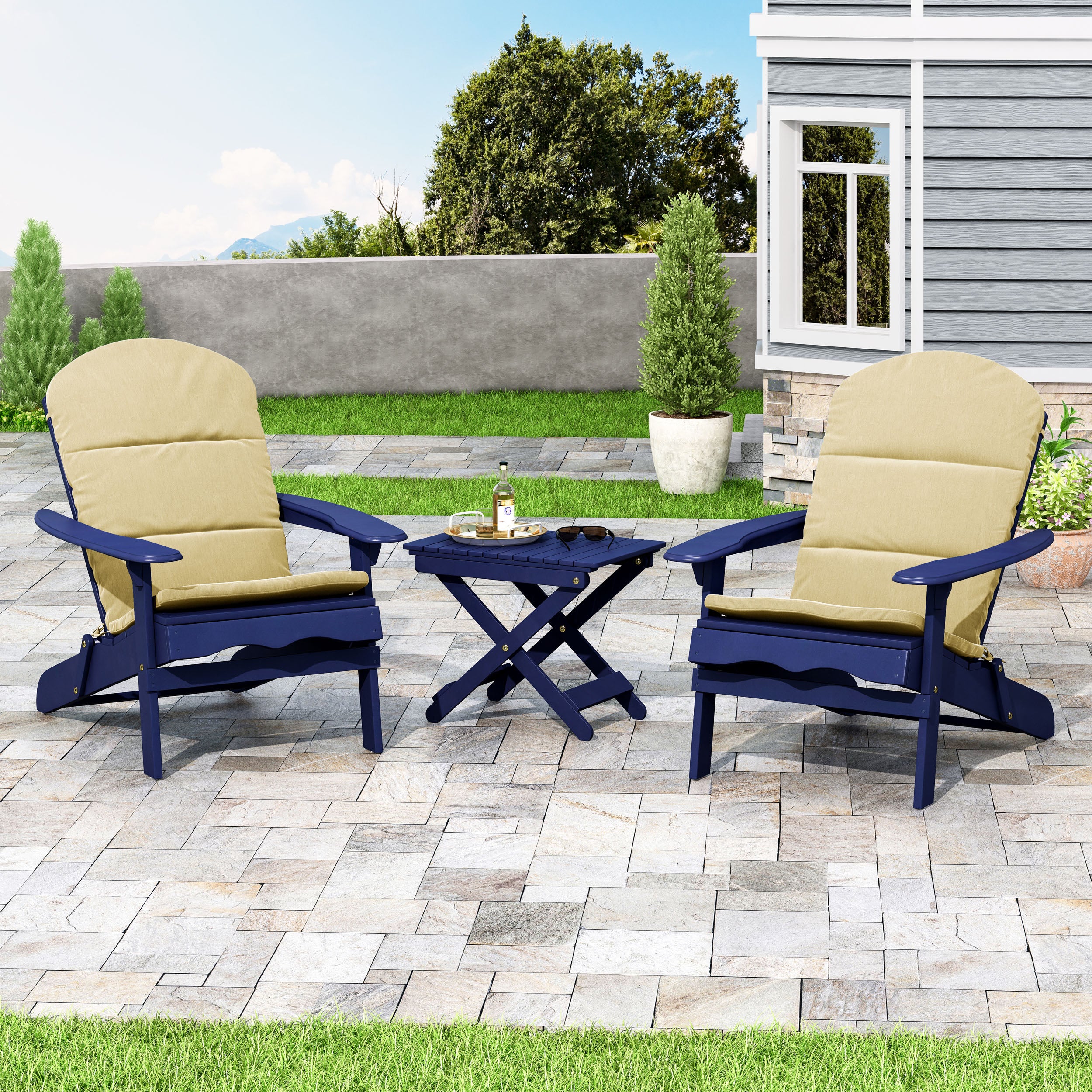 Reed Outdoor 2 Seater Acacia Wood Chat Set with Water Resistant Cushions