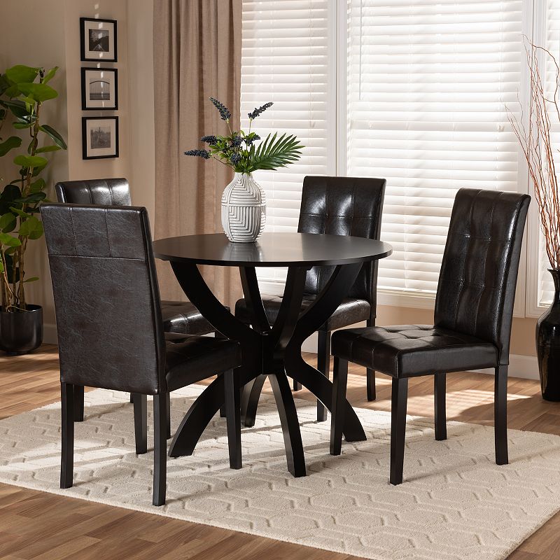 Baxton Studio Elira Dark Brown 5-Piece Dining Set