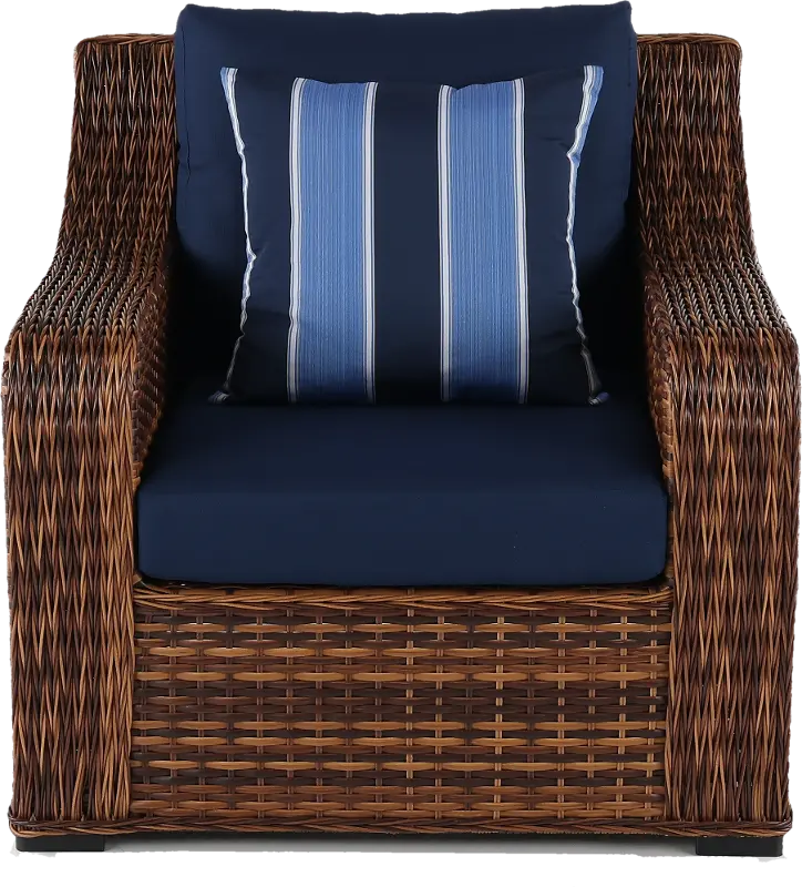 Tortola Wicker and Navy Outdoor Patio Chair