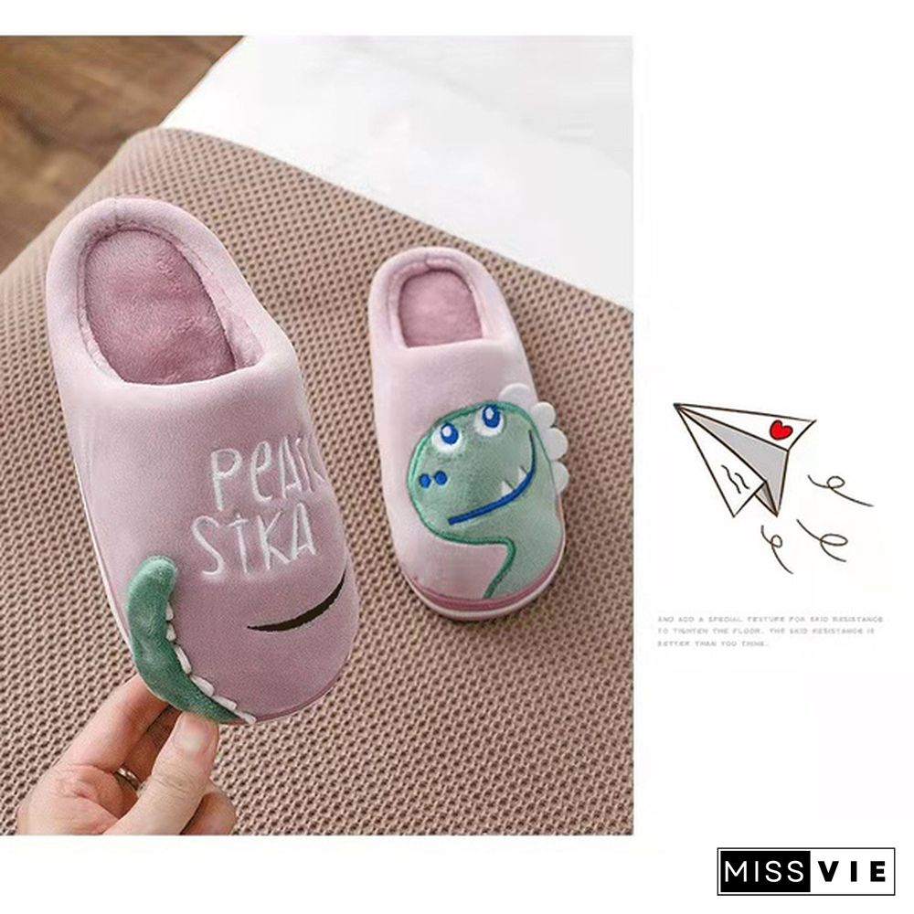 Parent Child Family Autumn And Winter Cotton Slippers Dinosaur Cotton Slippers Children Cartoon Cotton Slippers Couple Cotton Slippers