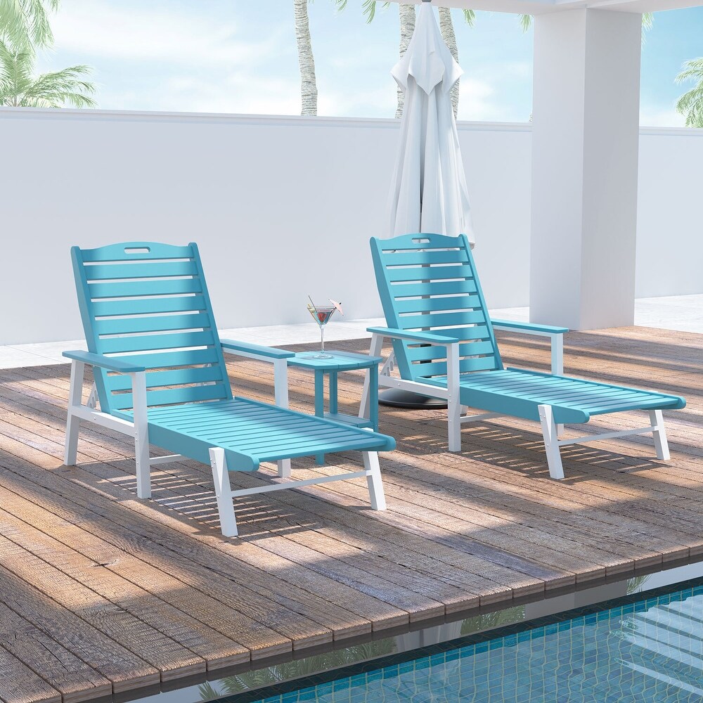 Weather Resistant Nautical Outdoor Chaise Lounge with Arms  Stackable