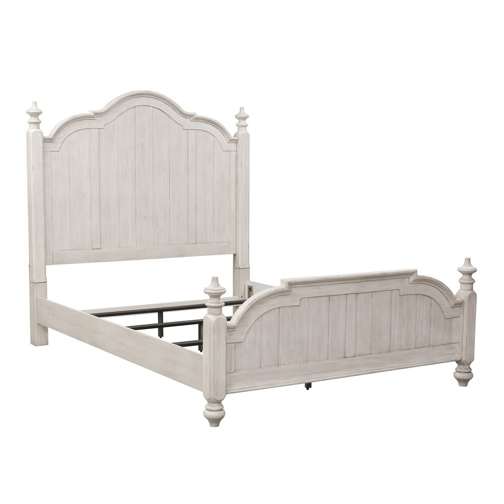 Farmhouse Reimagined Antique White with Chestnut Queen Poster Bed