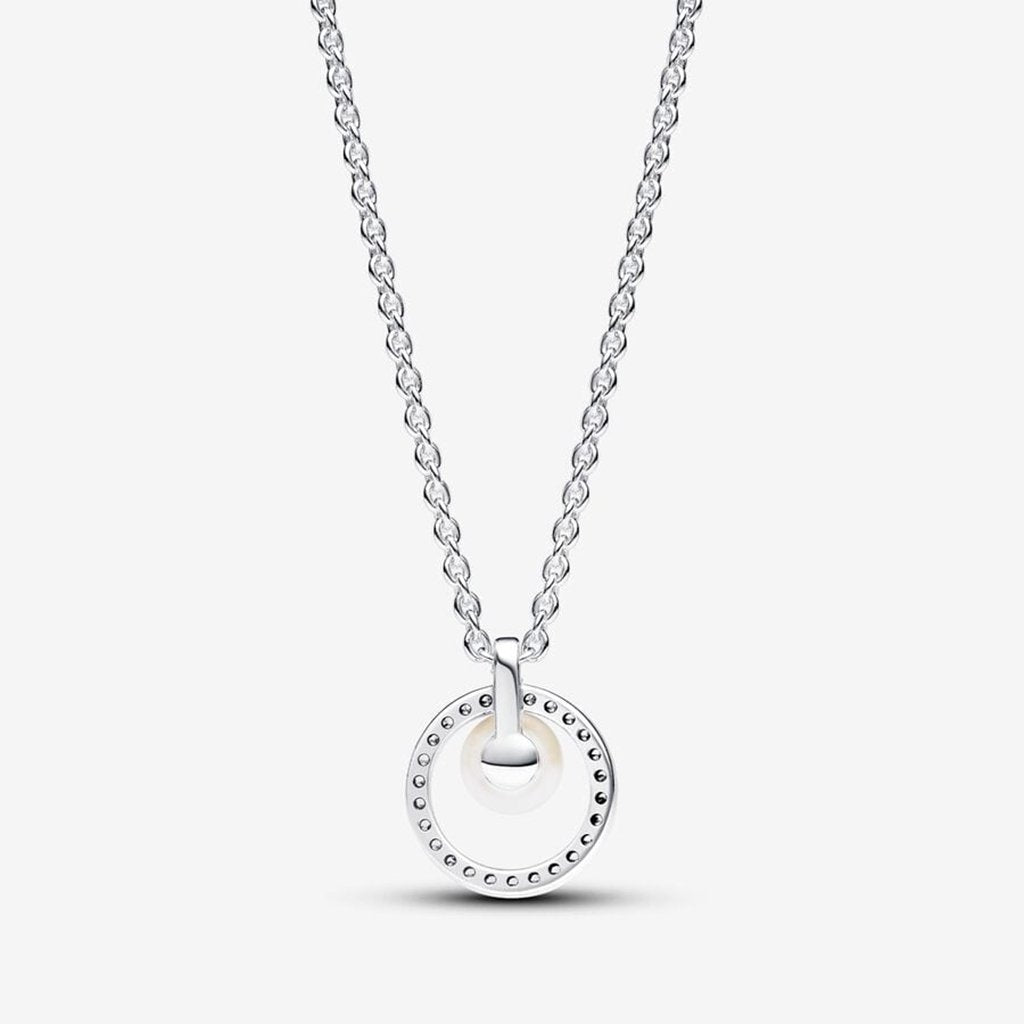 PANDORA  Treated Freshwater Cultured Pearl & Pavé Collier Necklace - Sterling Silver