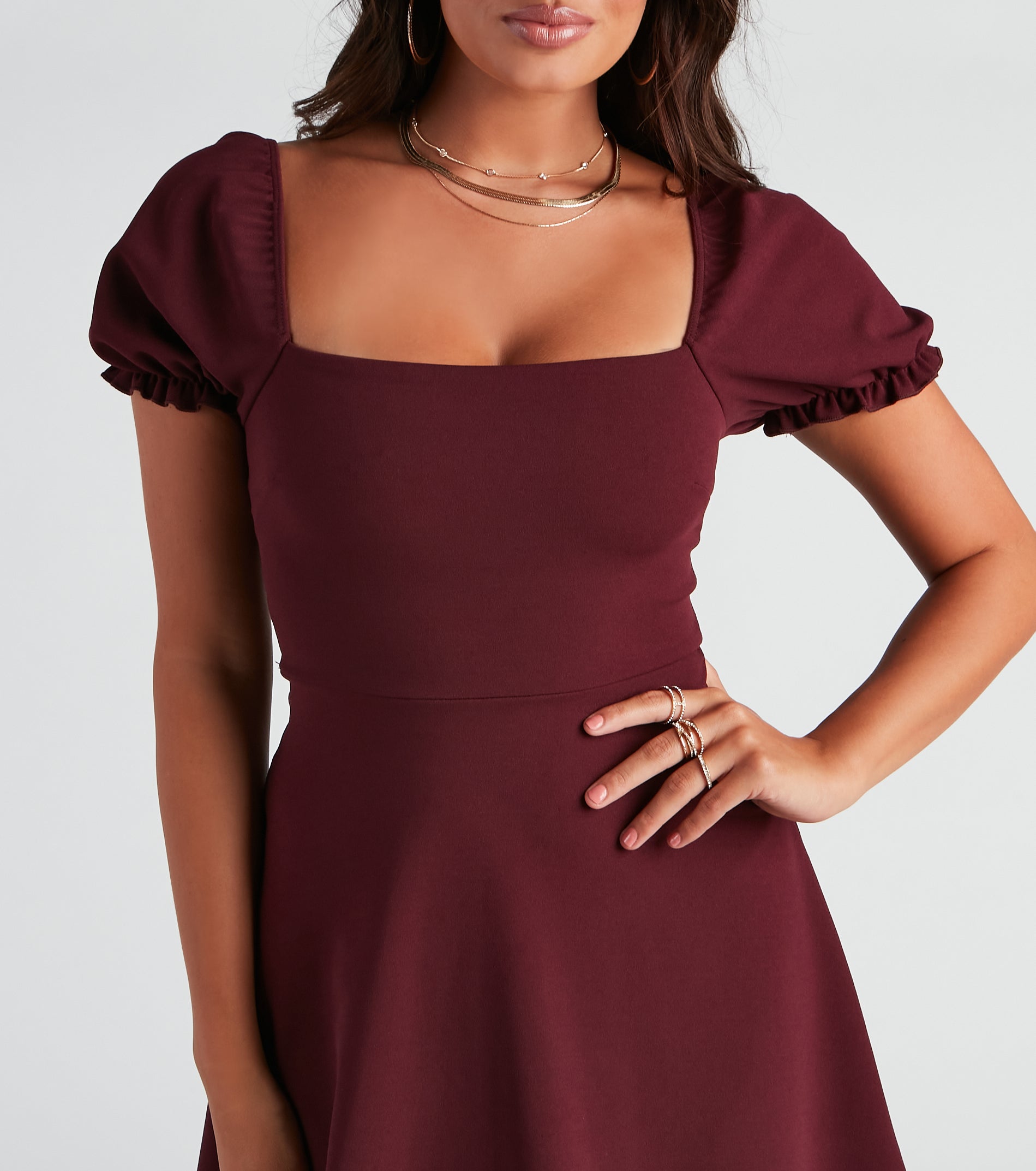 Swept Away Crepe Skater Short Dress