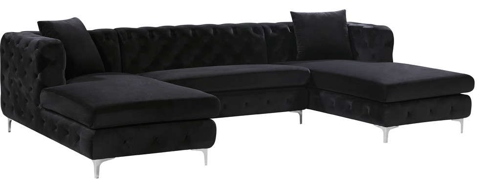 Gail Velvet 3 Piece Sectional   Contemporary   Sectional Sofas   by Meridian Furniture  Houzz