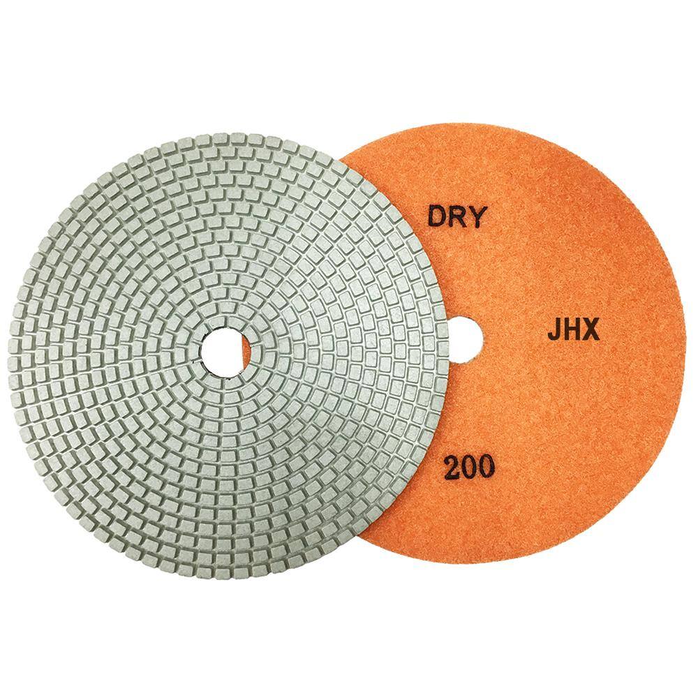 7 in. JHX DryWet Diamond Polishing Pads for ConcreteGranite Set of (7-Pieces) with 7 in. Back Holder JHXR175SET7B