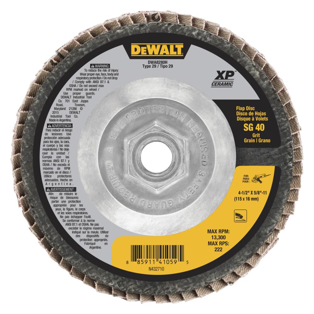 DEWALT 4 1/2 X 5/8 11 SG40 T29 Ceramic Flap Disc