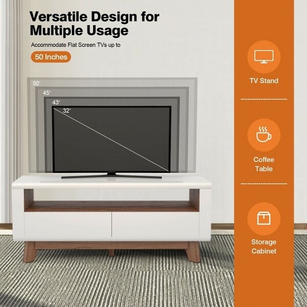 Entertainment Center with 2 Pull-Out Drawers and Open Compartment - 47