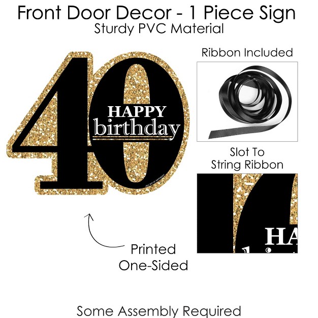 Big Dot Of Happiness Adult 40th Birthday Gold Hanging Porch Birthday Party Outdoor Decorations Front Door Decor 1 Piece Sign