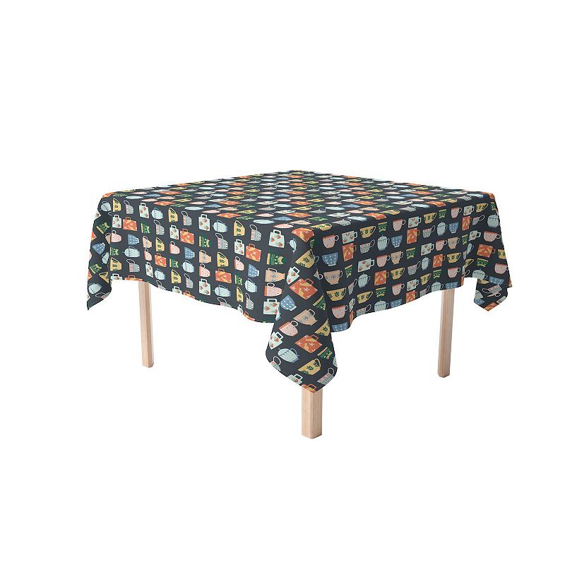 Square Tablecloth， 100% Polyester， 54x54， Decorated Ceramic Mugs