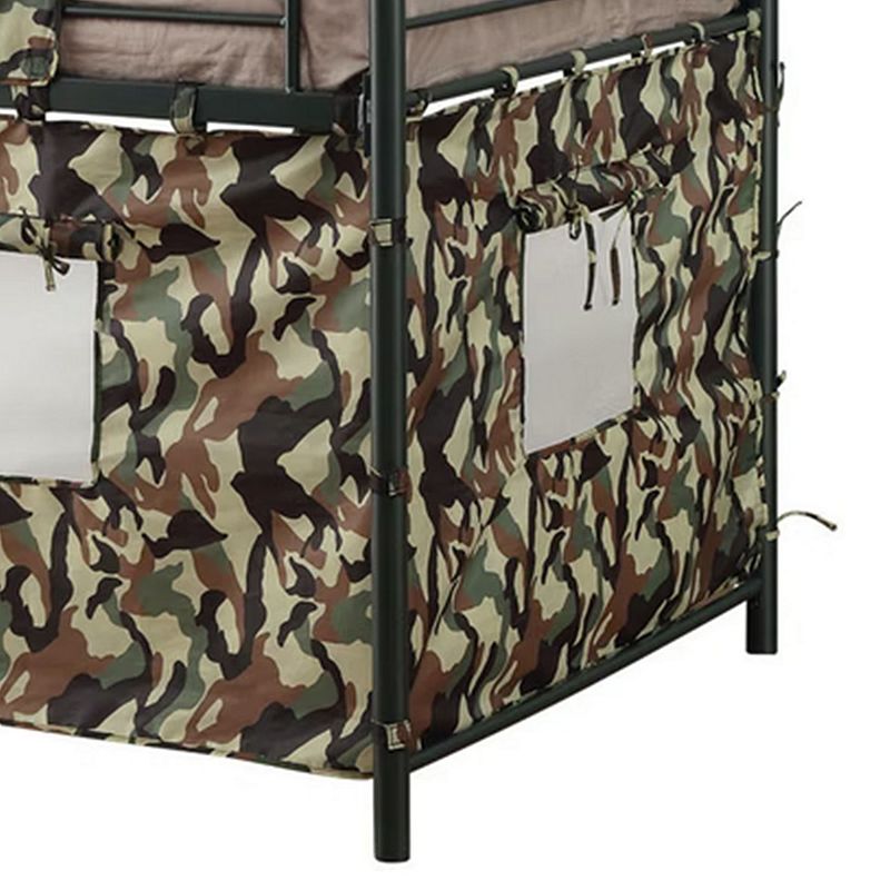 Camouflage Metal and Fabric Tent Loft Bed， Multicolor