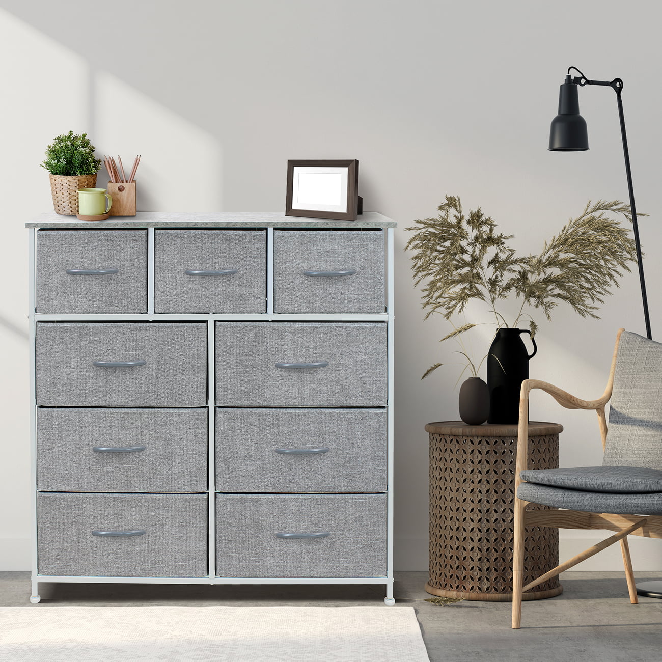 Sorbus Dresser with 9 Drawers- Grey