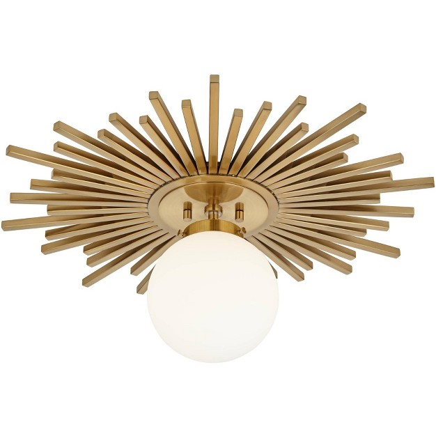 Wide Warm Brass White Globe Shade For Bedroom Kitchen Living Room Hallway