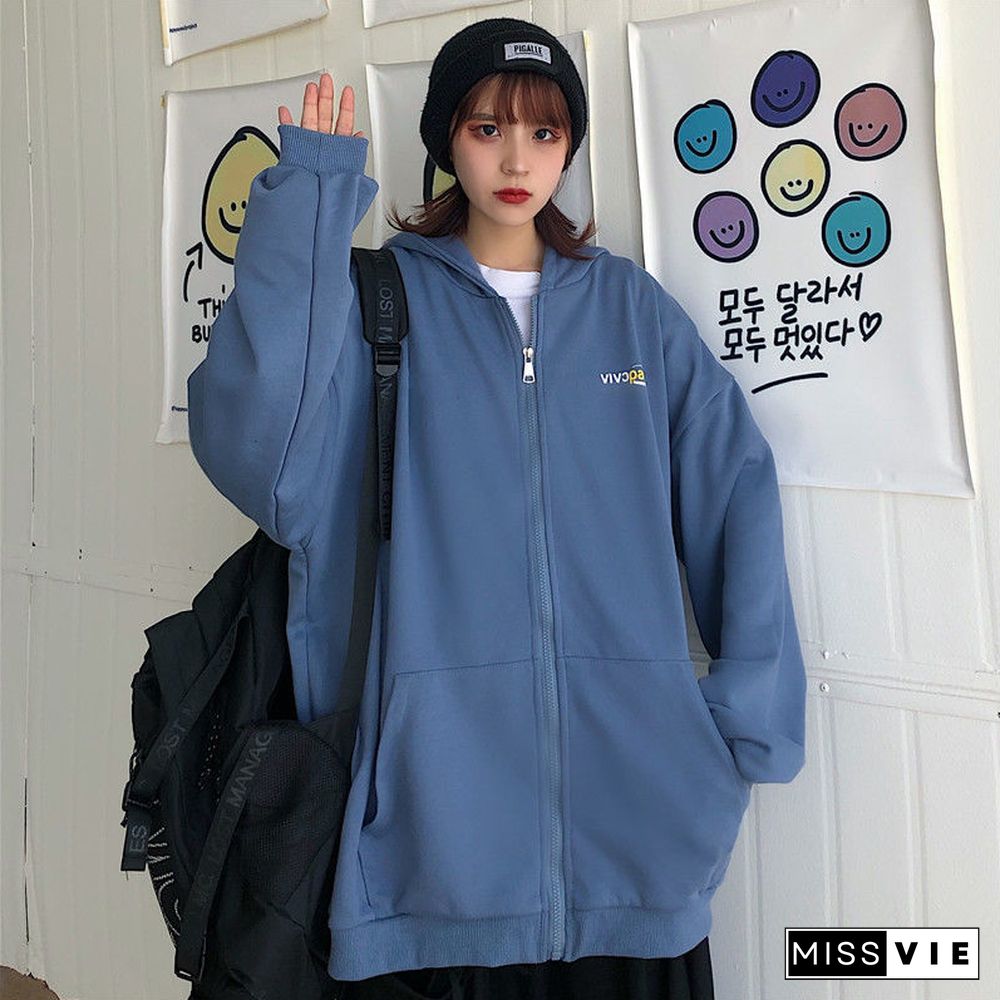 Vintage Zip Up Hoodie Oversized Harajuku Couple Streetwear Women Plus Size Loose Hooded Clothes Casual Thin Sweatshirts Pullover