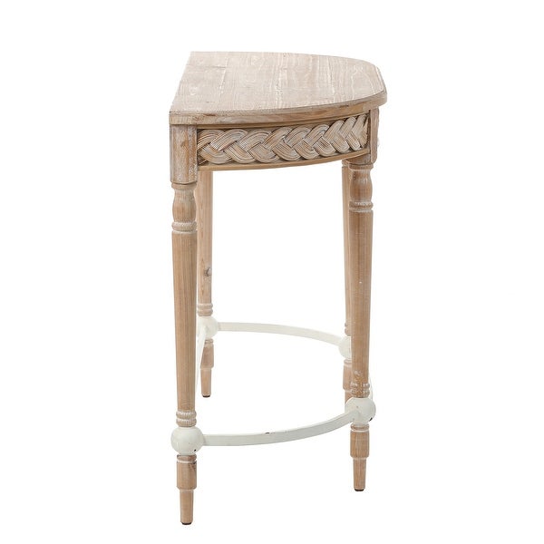 Natural Wood Half Moon Console and Entry Table - 29.9