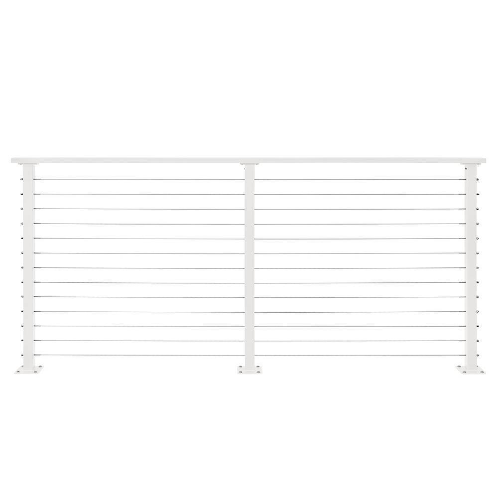 CityPost 16 ft. Deck Cable Railing 42 in. Base Mount White CP-16-W-D-42