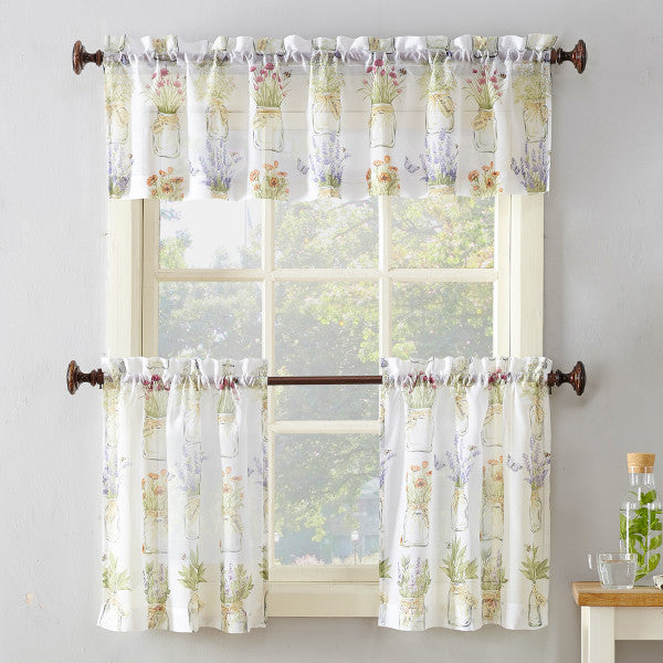 No. 918 Evesgarden Semi-Sheer Rod Pocket Kitchen Curtain Tier Pair, 54x36, White