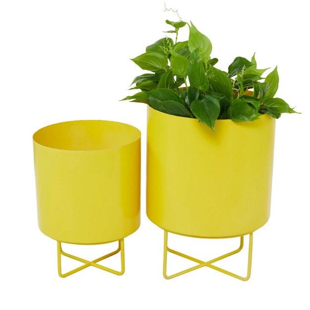 2pc Modern Metal Planter Pots Olivia amp May