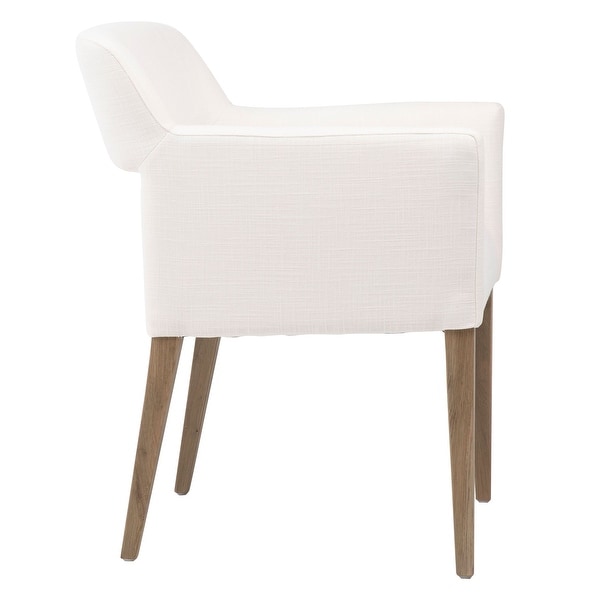 Liamr White Cotton Upholstered Performance Fabric Dining Arm Chair