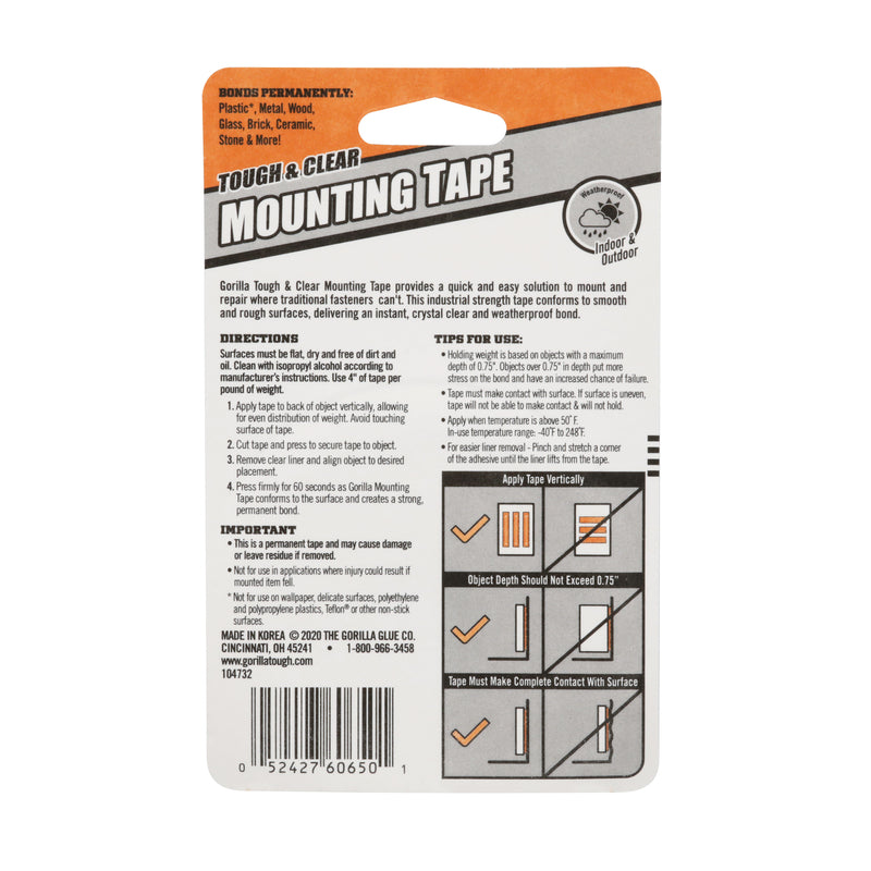 GORILLA MOUNTG TAPE CLR