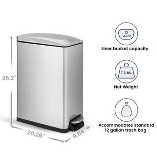 Innovaze 12.9 Gal.45-Liter Fingerprint Free Stainless Steel Slim Rectangular Kitchen Step-on Trash Can MGCS-AS1904