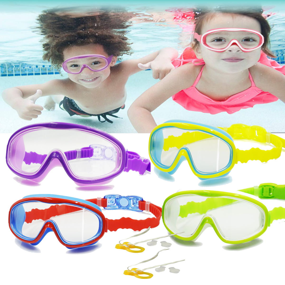 Swim Goggles - 3 Pack Swim Goggles Mask For Kids - Adjustable One Size Fits Most Juniors - No Leak  Frame for Kid Boys Girls and Early Teens Swimming - Designed To Fit Snugly Around The Eyes