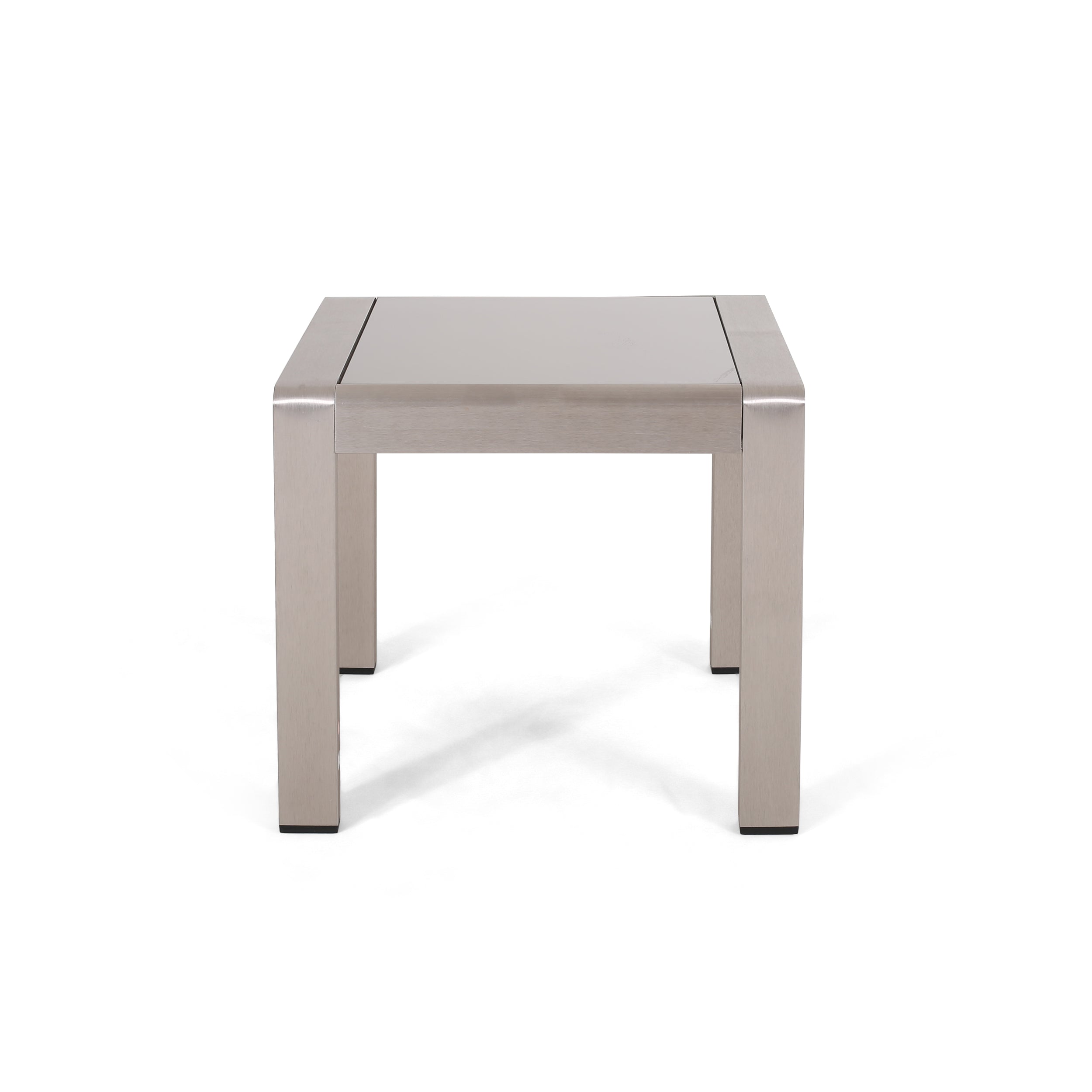 Giovanna Coral Outdoor Aluminum Side Table with Glass Top