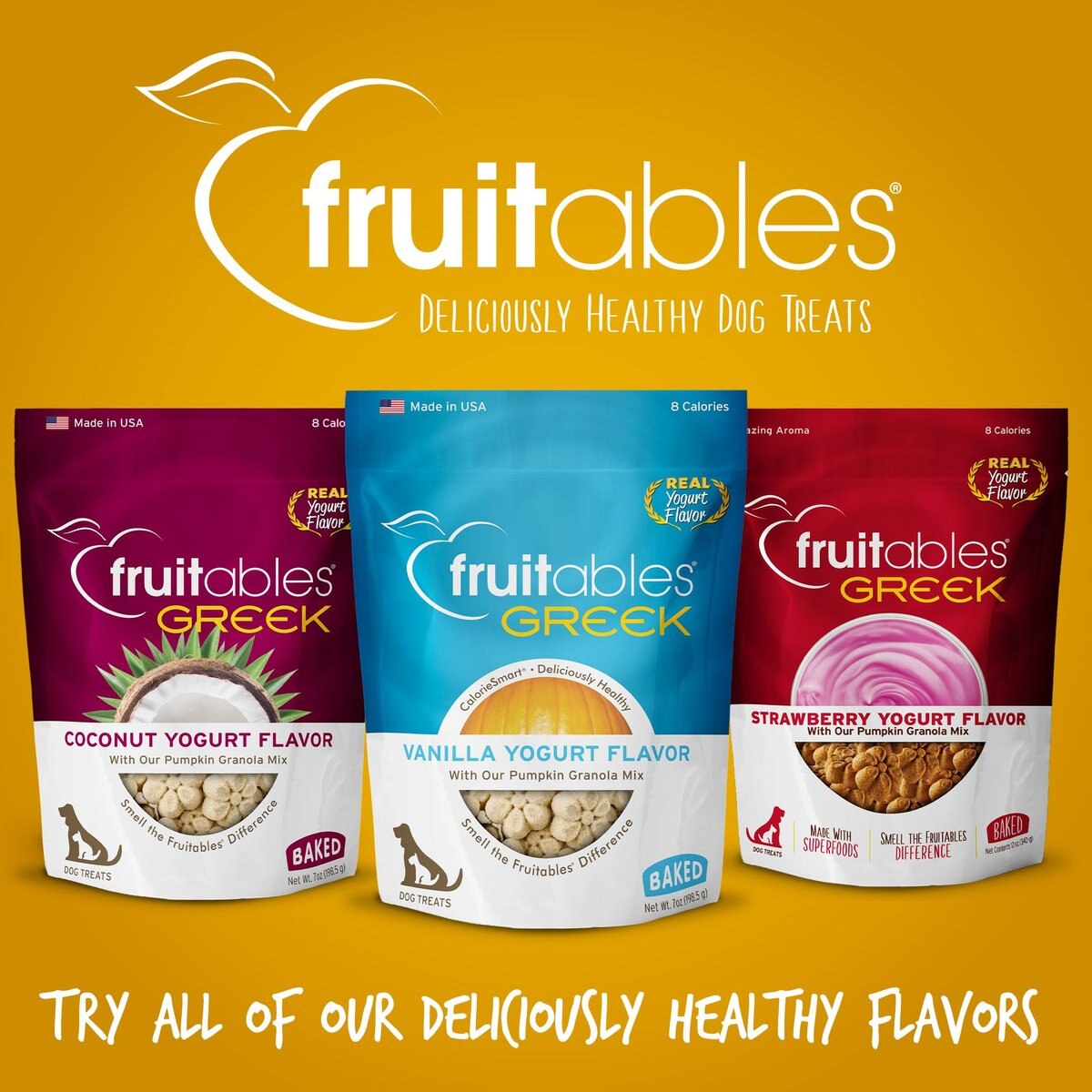 Fruitables Greek Vanilla Yogurt Flavor Crunchy Dog Treats