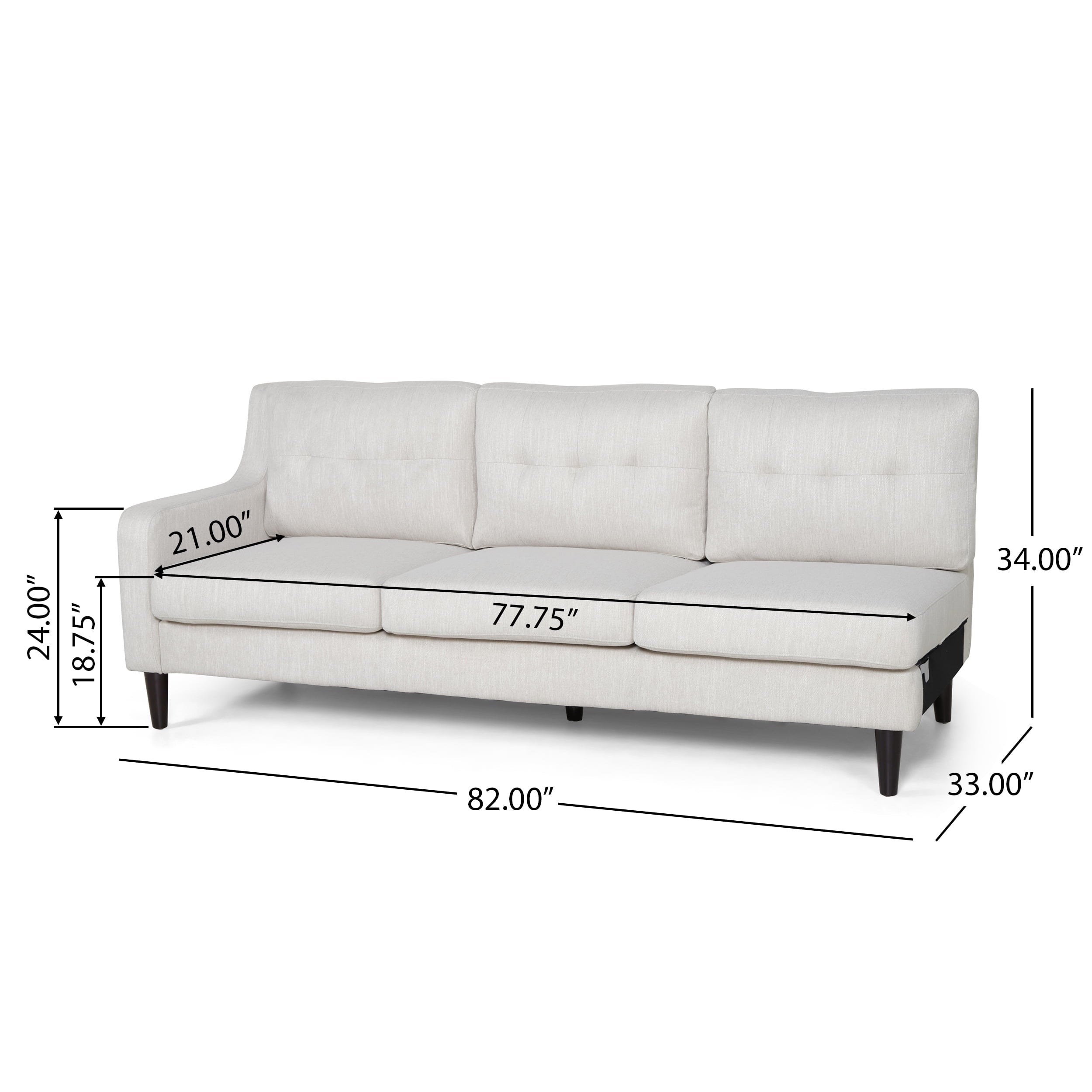 Noble House Huntley Sectional Sofa, Beige Fabric